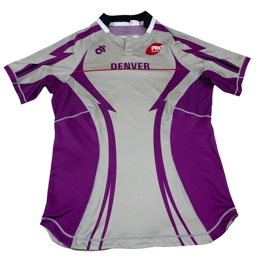 Champion System PRO Rugby Denver Jersey‎ Mens 2XL Grey Purple Short Sleeve #4